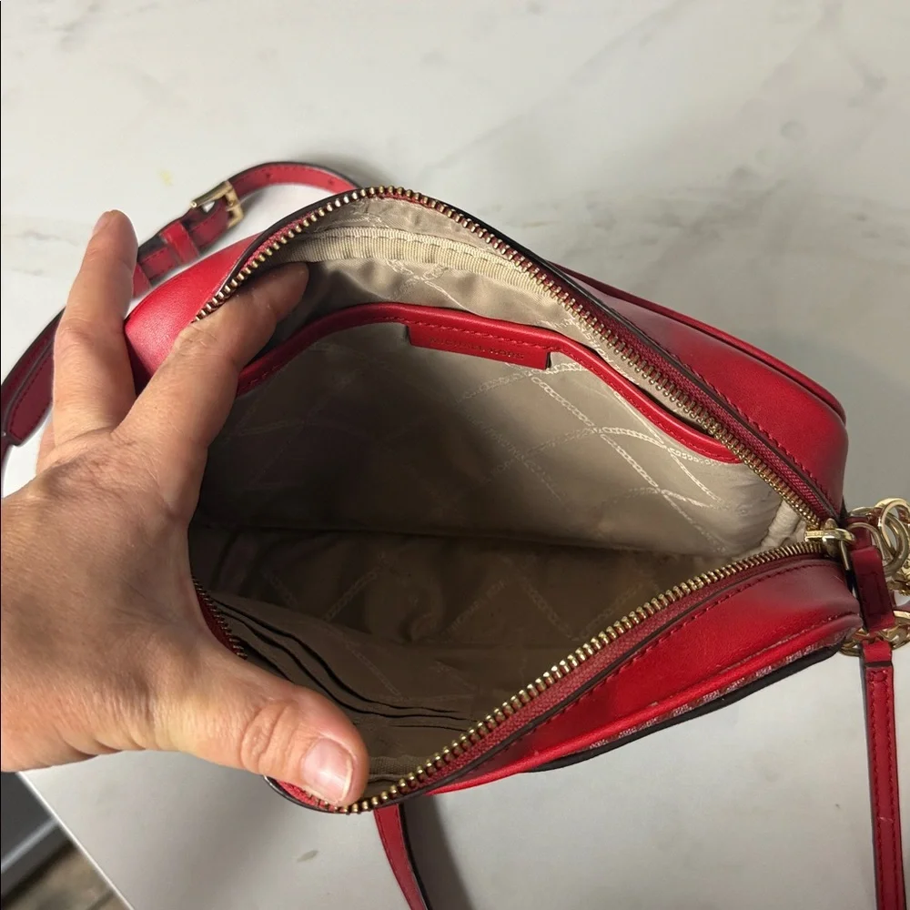 NWT Michael Kors Jet Set Large Metallic Signature Logo Crossbody Bag - Picture 8 of 9